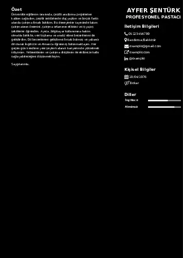 Pastacı Cv Örnekleri cv indir